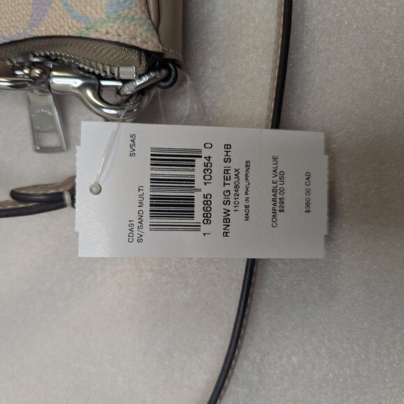 NWT Coach Teri Shoulder Bag In Rainbow Signature Canvas - Picture 13 of 13